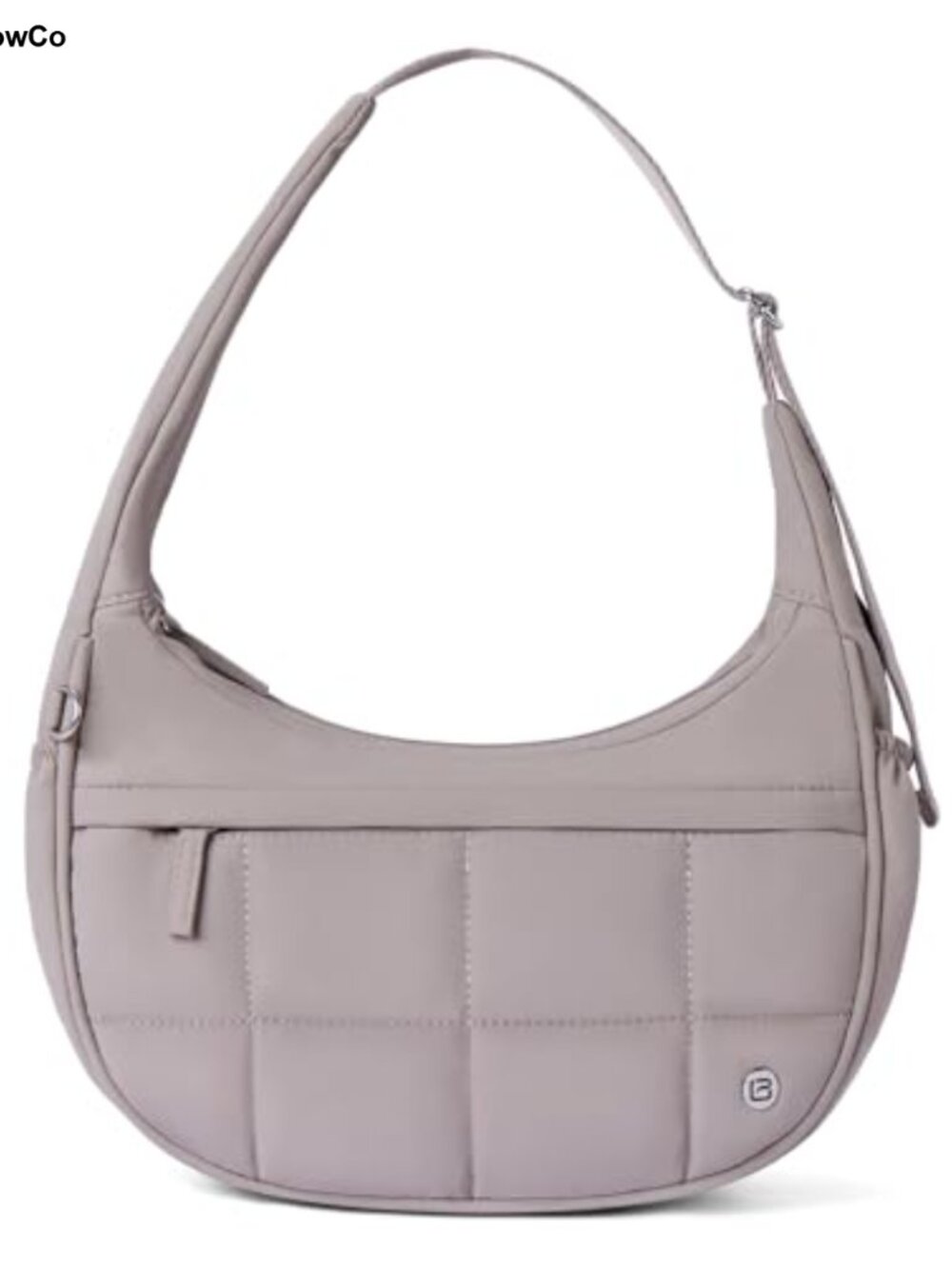 Nylon Quilted Crescent Shoulder Bag Triple Zip Pockets Puffer Purse